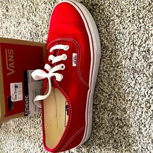 New Van’s red authentic sneaker. Size 7.5